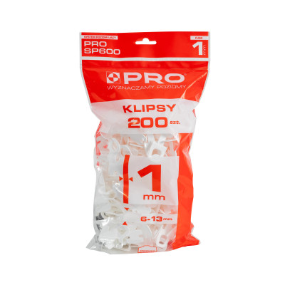 Klipsy 1 mm do systemu poziomowania płytek PRO-SP600 200 szt