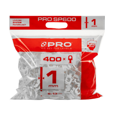 Klipsy 1 mm do systemu poziomowania płytek PRO-SP600 400 szt worek